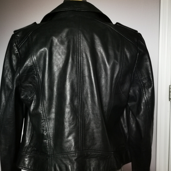 Dark Navy Lamarque Leather Jacket - Picture 5 of 12